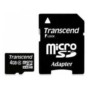 MEMORY MICRO SDHC 4GB W/ADAPT/CLASS4 TS4GUSDHC4 TRANSCEND