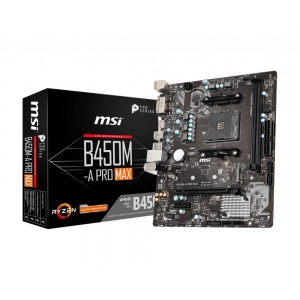 Mainboard|MSI|AMD B450|SAM4|MicroATX|1xPCI-Express 1x|1xPCI-Express 16x|1xM.2|Memory DDR4|Memory slots 2|1xDVI|1xHDMI|2xUSB 2.0|4xUSB 3.2|2xPS/2|1xRJ45|3xAudio port|B450M-APROMAX