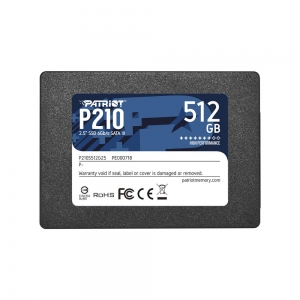SSD|PATRIOT|P210|512GB|SATA 3.0|Write speed 430 MBytes/sec|Read speed 520 MBytes/sec|2,5"|P210S512G25