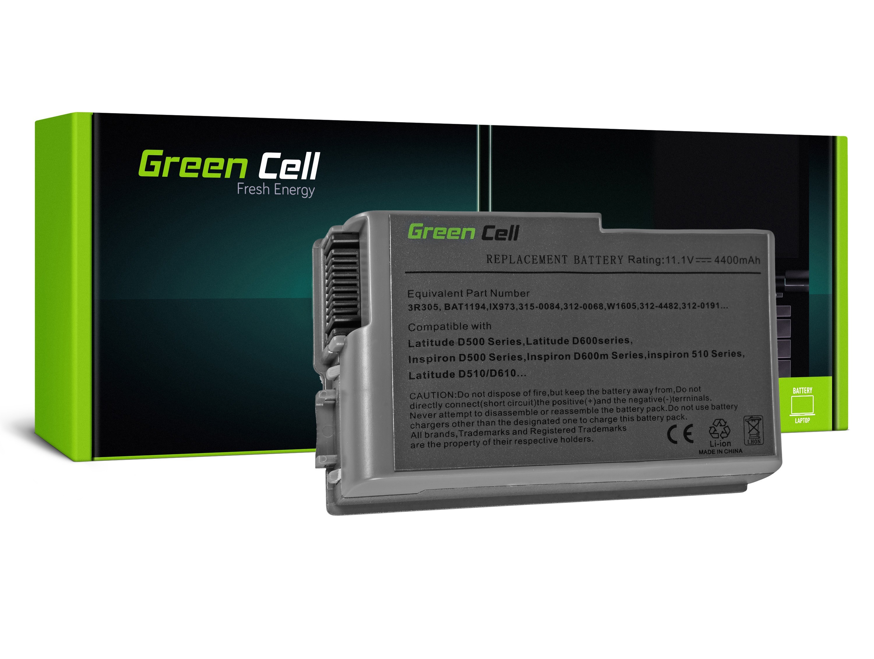 Green Cell Battery for Dell Latitude D500 D505 D510 D520 D530 D600 D610 / 11,1V 4400mAh