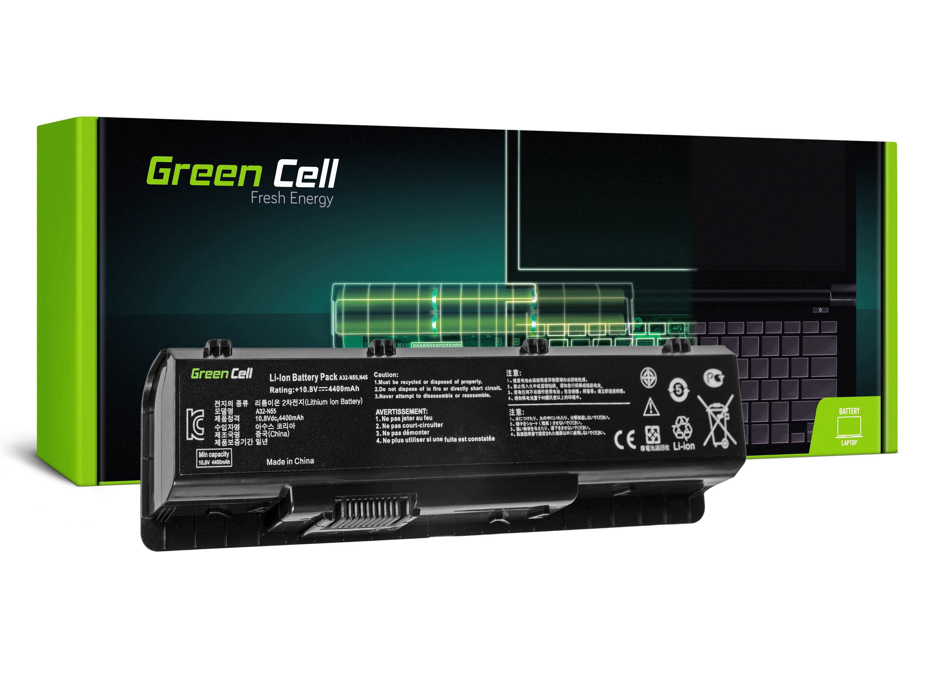 Green Cell Battery for Asus N45 N55 N55S N75 N75E N75S / 11,1V 4400mAh